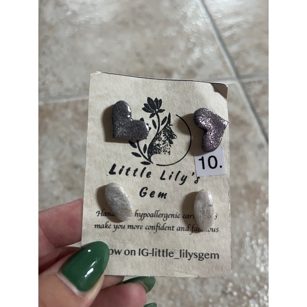 New Handmade Polymer Clay Stud Earrings lot  -5 Unique 10 PCs Stainless Steel - Picture 7 of 11
